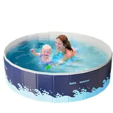 Hundepool, Nylon Planschbecken Für Kinder, Nicht Aufblasbar Faltbarer Pool Kinderpool, Tragbares Leicht Zu Reinigen Planschbecken Hundebadewanne Hundeplanschbeckens Schwimmbecken, Für Garten