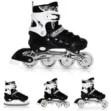 Nils Extreme Inline Skates 4in1 - Schlittschuhe Kinder - Inliner für Kinder und Erwachsene - ACEB7-Lager - Eislaufschuhe Kinder Verstellbare - Schwarz - 35-38 - NH10905