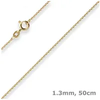 Schmuck Krone Goldkette 1,3mm Rund-Ankerkette aus 585 Gelbgold 50cm, Gold 585 goldfarben