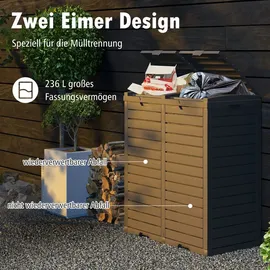Goplus Mülltonnenbox 236 L 2 Fächer  mit ausziehbarer Flüssigkeitsschale  schwarz
