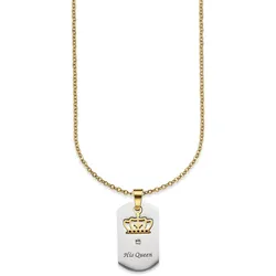 Kette mit Anhänger »Schmuck Geschenk, Halskette Ankerkette, Krone feste Gravur "His Queen"«, 18448623-0 edelstahlfarben-gelbgoldfarben
