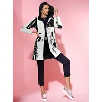 CREATION L Longstrickjacke Ecru-Schwarz 50