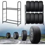 Reifenregal 8 Reifen - Reifenständer Lagerregal Schwerlastregal, 107 * 46 * 117cm, Schwarz - Uisebrt