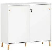 Lomadox Büro Schiebetürenschrank abschließbar in weiß, B/H/T: ca. 100,1/92,6/41 cm