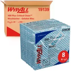 WypAll® X80 Plus Wischtücher, 1-lagig, 34,5 x 33,5 cm 19139 , 1 Karton = 8 Beutel à  30 Tücher = 240 Tücher, blau