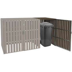 1er WPC-Mülltonnenverkleidung Erweiterung MCW-J28, Mülltonnenbox, Metall Holzoptik ~ braun