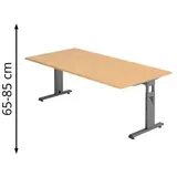 Hammerbacher höhenverstellbarer Schreibtisch buche rechteckig, C-Fuß-Gestell grau 200,0 x 100,0 cm