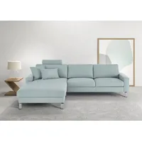 Candy 3C Candy Ecksofa »Lecce, wahlweise PUR-Schaumstoff oder Tonnentaschenfederkern«, Bett im 2,5-Sitzer, teilmotorische Schlaffunktion im Longchair, L-Form blau