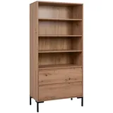 MID.YOU Regal Eiche Artisan 3 Fächer, 2 Schubladen, 77.5x165x40 cm Wohnzimmer, Regale, Bücherregale