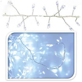 Gravidus LED-Lichterkette mit 100 LED Cluster Lichterkette Draht Silber Weiß