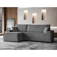 Beautysofa Ecksofa HEKTOR grau Breite der Ottomane 100 cm,