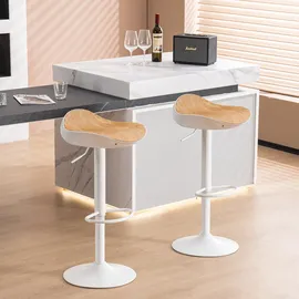 younike Barhocker 2er Set höhenverstellbar 360° drehbar Weiß