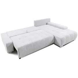 Fun Möbel Ecksofa Sofa mit Schlaffunktion VOGAR Stoff Poso Altweiß Ottomane Rechts