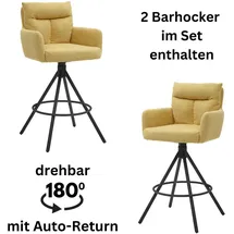 Stolkom Barhocker Sofia 54 x 60 x 103,5 cm Gelb/Schwarz