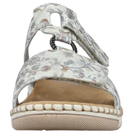 Rieker Pantolette Sommerschuh, Urlaubsschuh, Strandschuh mit floralem Muster grau 40 EU