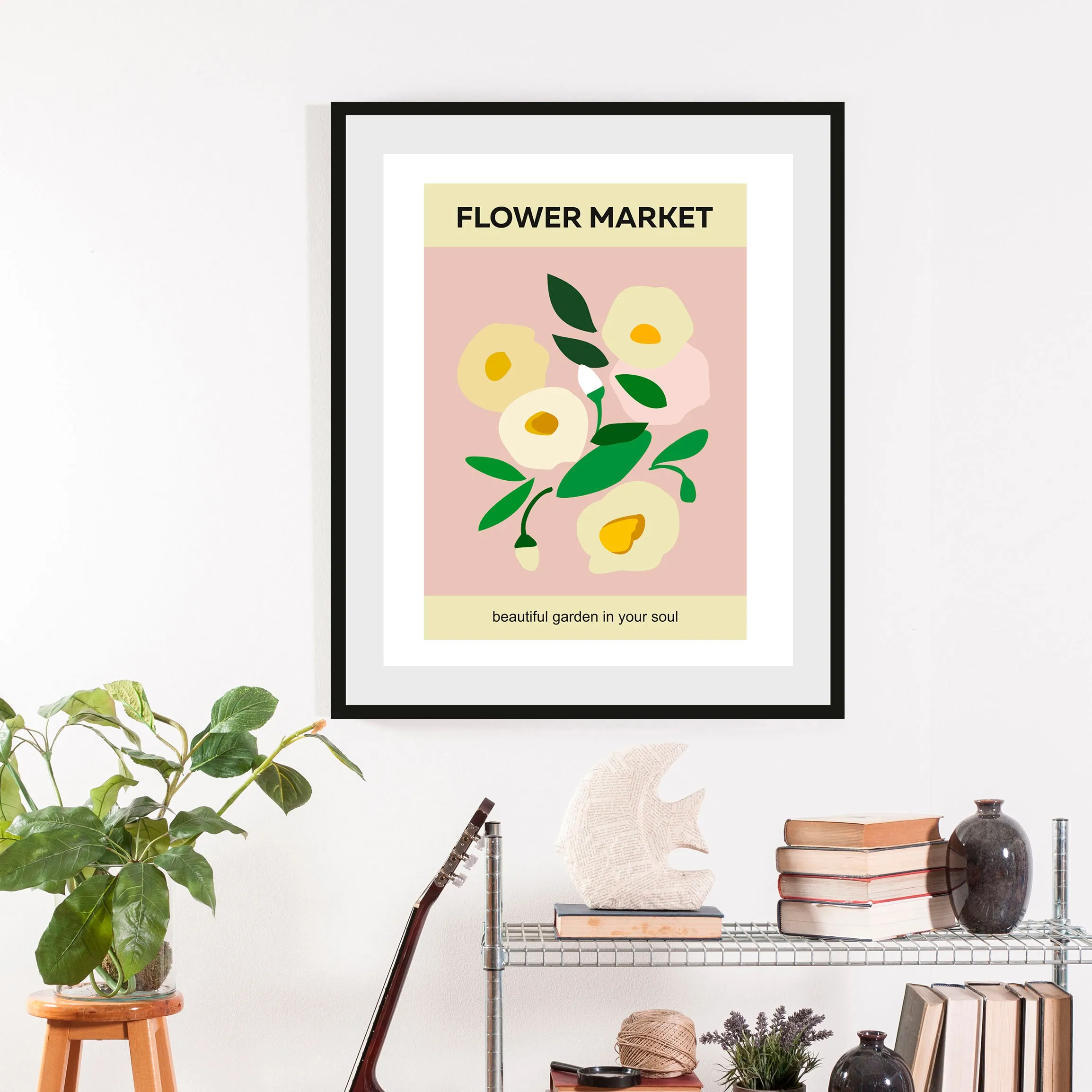 queence Bild »Flower Market«, Blumen, (1 St.), gerahmt queence schwarz