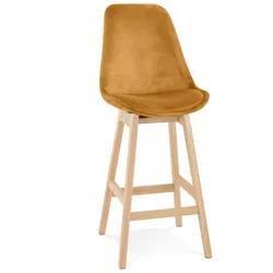 Hochstuhl und Küchenhocker aus Holz und Textilien | Mittelhoher Snackhocker mit Komfort | MORISS MINI Barhocker mit weicher Haptik | Kadima Design