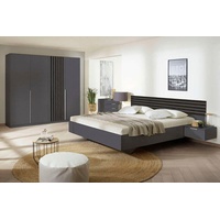 Schlafzimmer-Set RAUCH "Lamella" Schlafzimmermöbel-Sets Gr. H: 210 cm, Bett 160 x 200 cm-Schrank 226 cm + ohne Matratze, B/H: 160 cm x 200 cm, grau (graumetallic, black oak) Komplett Schlafzimmer