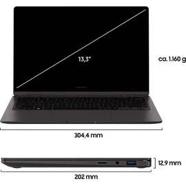 Samsung Galaxy Book3 360 13, Full HD 60Hz Display, TOUCHSCREEN, AMOLED, Intel Core i7-1360P, 16GB RAM, 512GB SSD, Windows 11, QWERTZ Tastatur, Graphite, Inklusive 36 Monate Herstellergarantie