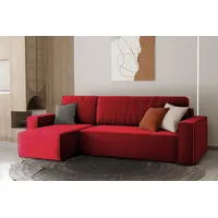 Fun Möbel Ecksofa Schlafsofa Sofa MARIS Stoff Rot Ottomane