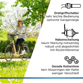 Zündapp Z517 E Bike Damenfahrrad 28 Zoll 155 - 190 cm mit 7 Gang Nabenschaltung und Rücktrittbremse - schwarz