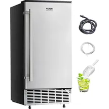 Vevor Unterbau Eismaschine Eisbereitrer Eiswürfelbereiter 36 kg/Tag Unterbau-Eismaschine mit umkehrbarer Tür aus Edelstahl, Eismaschine für gewerbliche Privatküchen, elektrische Entwässerung