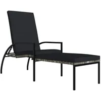 Furnicato Sonnenliege mit Fußhocker PE-Rattan Grau,