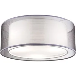 Decken Lampe Schlaf Zimmer Textil Schirm Leuchte rund grau im Set inkl. LED Leuchtmittel
