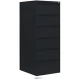 Lüllmann Karteischrank Karteikartenschrank DIN A5 quer zweibahnig 6 Schubladen Schwarz 565629