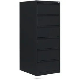 Lüllmann Karteischrank Karteikartenschrank DIN A5 quer zweibahnig 6 Schubladen Schwarz 565629