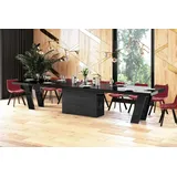 Design Esstisch Tisch HEG-111 Hochglanz XXL ausziehbar 160 bis 412 cm - Schwarz