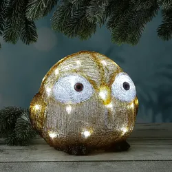 LED Eule mit offenen Augen Acryl Tierfigur Gartenfigur H: 21cm
