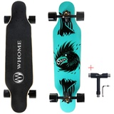 WHOME Longboards – 31 Zoll Kleines Longboard Cruising Skateboard – für Erwachsene/Kinder Mädchen/Jungen Anfänger/Profi inkl. T-Tool (Cold Crow)