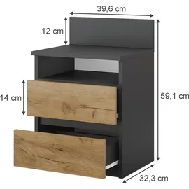 Vicco Nachttisch Monty, 39,6 x 59,1 cm,