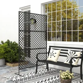 Outsunny Raumteiler 3-teilig 122 x 198 cm Schwarz Stahl 3 St.
