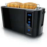 Arendo Toaster, 2 lange Schlitze, für 4 Scheiben, 1500 W, Langschlitz, Brötchenaufsatz, Wärmeisoliertes Gehäuse, Display, Touch schwarz