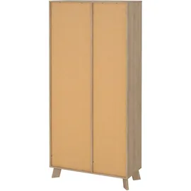 Andas Vitrine ANDAS "Ikast Vitrinenschrank, Standvitrine, Schrank, Stauraum", weiß (jackson hickory, weiß), B:88,7cm H:188,2cm T:39,8cm, Schränke, Vitrine, 2 Türen, 3 offene Fächer, Breite 89 cm, Höhe 188 cm