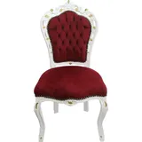 Casa Padrino Barock Esszimmer Stuhl Bordeaux / Weiß mit Gold Bemalung - Antik Stil Möbel