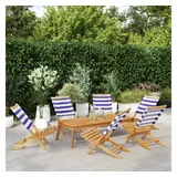 vidaXL Gartenstühle 6 Stk. Klappbar Blau und Weiß Stoff und Massivholz