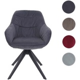 Mendler Esszimmerstuhl HWC-K28, Küchenstuhl Polsterstuhl Stuhl mit Armlehne, drehbar, Metall ~ Stoff/Textil grau