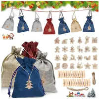 diycrafts 24-teiliger Weihnachtskalender DIY Holzanhänger Clips