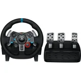 Logitech G29 Driving Force Gaming Rennlenkrad, Zweimotorig Force Feedback, 900° Lenkbereich, Leder-Lenkrad, Verstellbare Edelstahl Bodenpedale - Konsole für PS4/PS3/PC/Mac - Schwarz