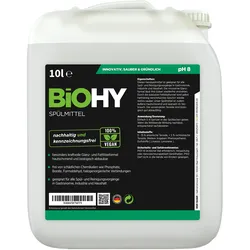 BiOHY Spülmittel (10l Kanister) | Frei von schädlichen Chemikalien & biologisch abbaubar | Glanz- & Fettlöseformel