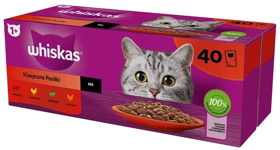 WHISKAS Classic Meals Nassvollnahrung für ausgewachsene Katzen in Sauce 40x85 g