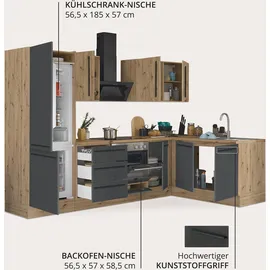 kochstation Winkelküche L-Form 270 x 165 cm schwarz