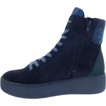 WALDLÄUFER H-Nicky Bootie 733808-300-378, Order/Rea/Balko - Velourleder komb., Notte/Jeans, Schnür. u. Reißverschluss, Weite H 40 - 40