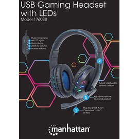 Manhattan USB-Gaming-Headset mit LEDs,