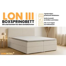dein schlaf 24 BOXBETT LON III 140/200 in Cord Ecru H3 - Naturbelassen