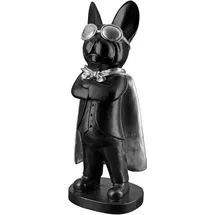 Casablanca by Gilde Casablanca Deko Figur Skulptur Hund mit Brille Umhang - Dekoration Wohzimmer - Farbe: Schwarz - Höhe 34 cm