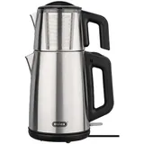 COFI 1453 Mulex 1650W 2L Tee Express Edelstahl mit Glaskanne Wasserkocher Elektrischer Teemaschine Caymatik Edelstahl Matt -
